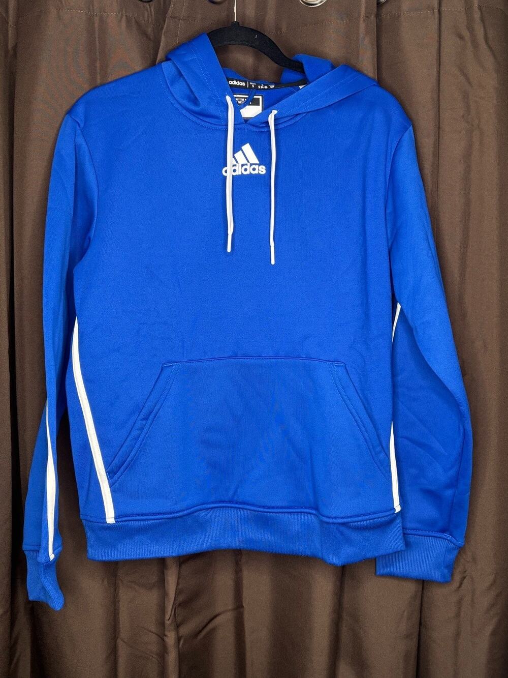 Adidas Team Issue Pullover Hoodie Mens S Royal Blue White Stripe Fleece NWT